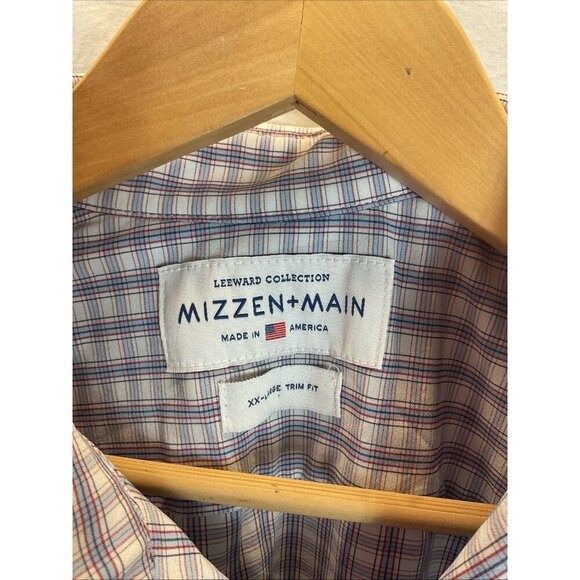 Mizzen Main Leeward Dress Shirt Plaid L/S trim fit Size XXL Performanc - Picture 2 of 8